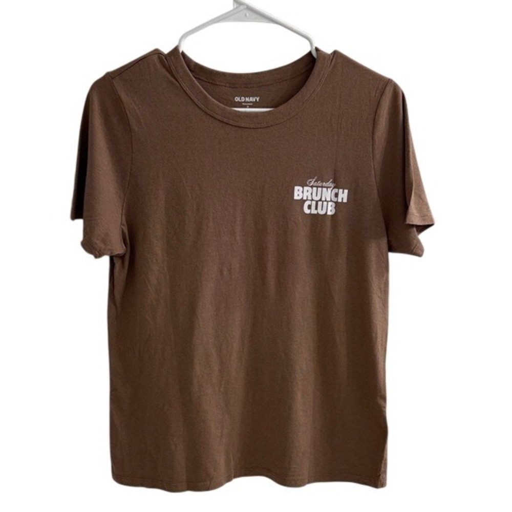 Old Navy Brown Graphic Tee (Saturday Brunch Club) for Women, Size Small